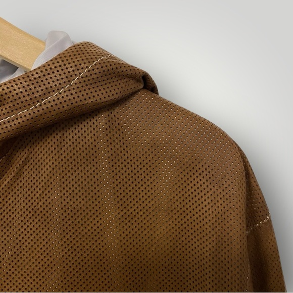 Suprema Laboratorio Creativo Medium Brown Perforated Leather Hooded Jacket Sz M - Picture 4 of 14